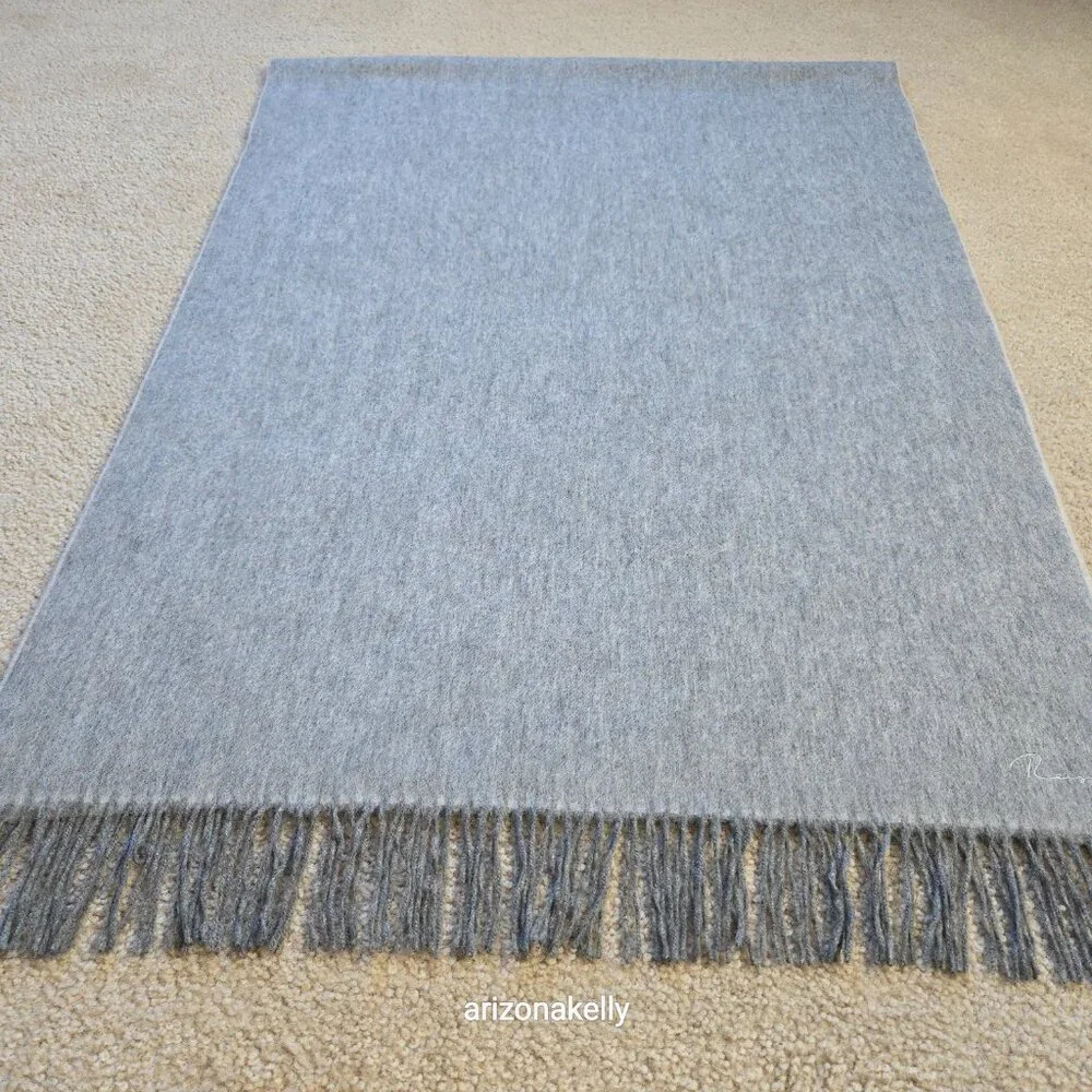 NWOT Reiss Cashmere Fringed Scarf 2-tone Grey - Picture 4 of 10